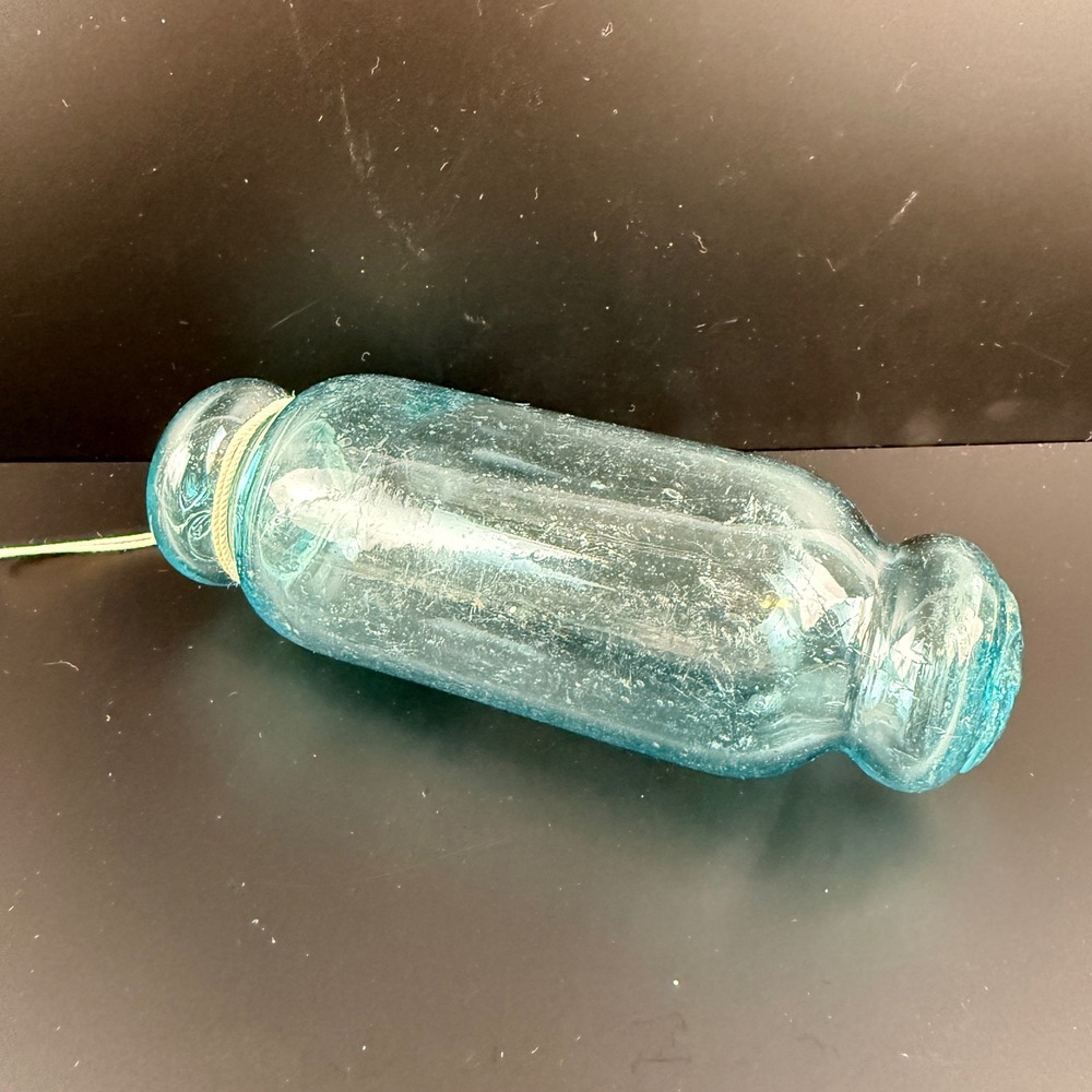 VTG Japanese Glass Fishing Float Roller Cylinder Nautical